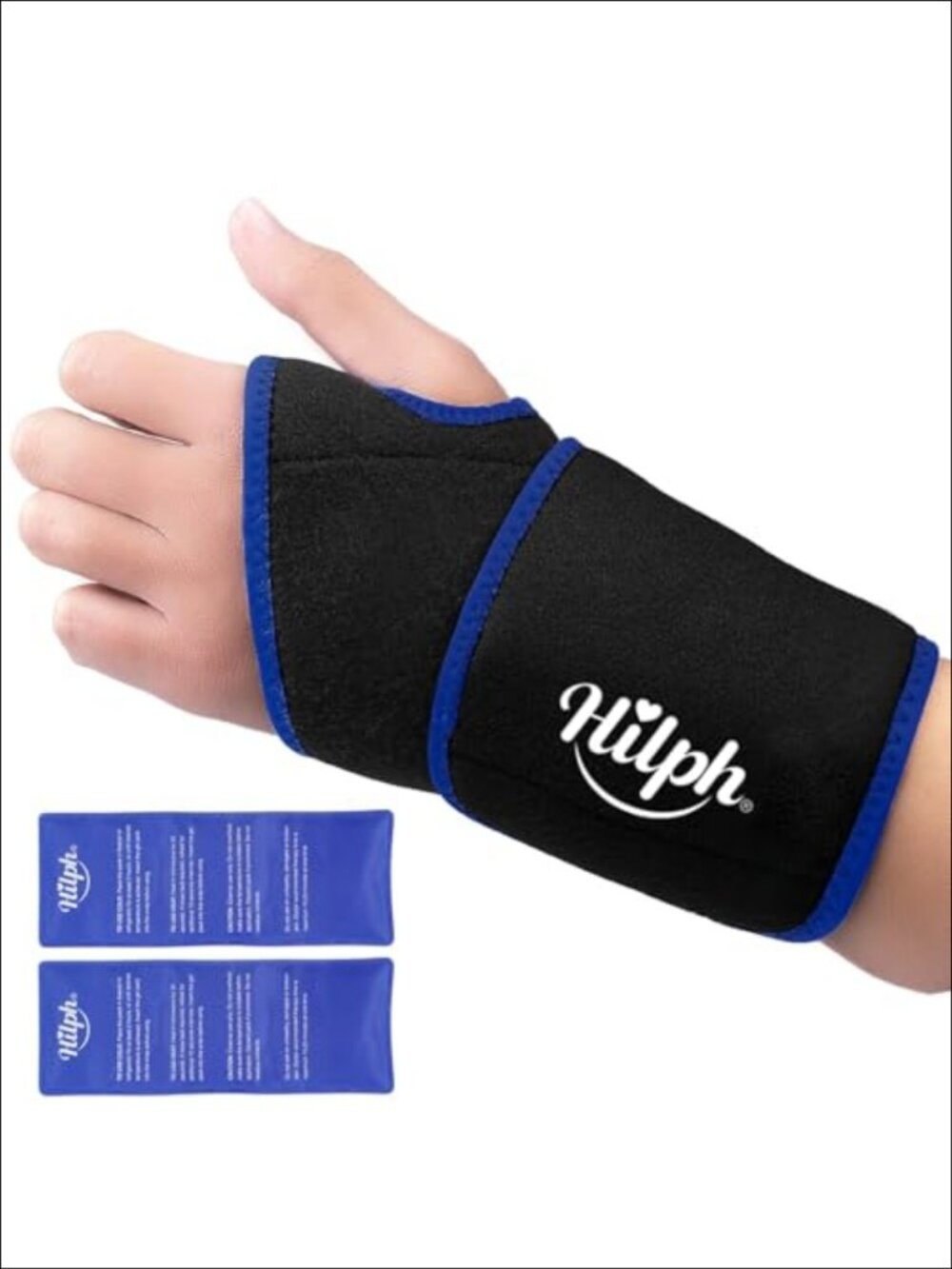 Wrist Ice Pack Wrap Carpal Tunnel Relief Brace with 2 Gel Packs